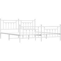 Berkfield Home Metal Bed Frame with Headboard & Footboard White 200x200 cm