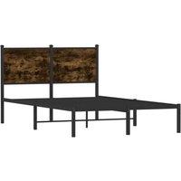 Berkfield Home Metal Bed Frame without Mattress Smoked Oak 120x190 cm Small Double in Brown