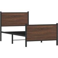 Berkfield Home Metal Bed Frame without Mattress Brown Oak 75x190 cm Small Single