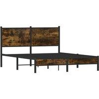 Berkfield Home Metal Bed Frame without Mattress Smoked Oak 150x200 cm King Size in Brown