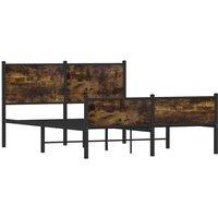 Berkfield Home Metal Bed Frame without Mattress Smoked Oak 140x190 cm in Brown
