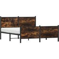 Berkfield Home Metal Bed Frame without Mattress Smoked Oak 150x200 cm King Size in Brown