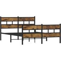 Berkfield Home Metal Bed Frame without Mattress Smoked Oak 150x200 cm King Size in Brown