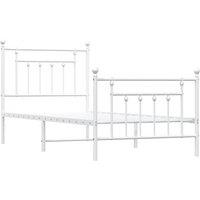 Berkfield Home Metal Bed Frame with Headboard & Footboard White 90x190 cm Single