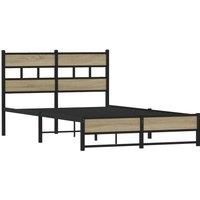 Berkfield Home Metal Bed Frame without Mattress Sonoma Oak 120x190 cm Small Double in Brown