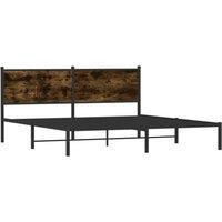 Berkfield Home Metal Bed Frame without Mattress Smoked Oak 183x213 cm in Brown