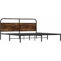 Berkfield Home Metal Bed Frame without Mattress Smoked Oak 180x200 cm Super King