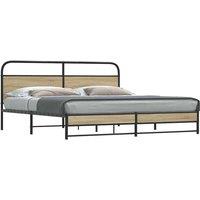 Berkfield Home Metal Bed Frame without Mattress Smoked Oak 200x200 cm in Natural