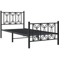 Berkfield Home Metal Bed Frame without Mattress with Footboard Black 90x200cm | Size: 90x200 cm