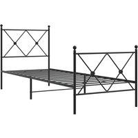 Berkfield Home Metal Bed Frame without Mattress with Footboard Black 75x190cm | Size: 75x190 cm