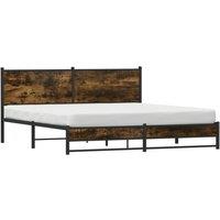 Berkfield Home Metal Bed Frame without Mattress Smoked Oak 180x200 cm Super King in Brown