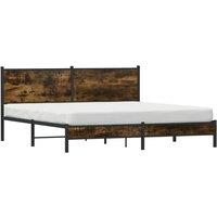 Berkfield Home Metal Bed Frame without Mattress Smoked Oak 180x200 cm Super King in Brown