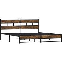 Berkfield Home Metal Bed Frame without Mattress Smoked Oak 180x200 cm Super King in Brown
