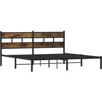 Berkfield Home Metal Bed Frame without Mattress Smoked Oak 180x200 cm Super King in Brown