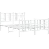 Berkfield Home Metal Bed Frame without Mattress with Footboard White 140x190cm | Size: 140x190 cm