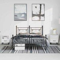 Berkfield Home Metal Bed Frame without Mattress with Footboard Black 193x203cm | Size: 193x203 cm