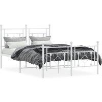 Berkfield Home Metal Bed Frame without Mattress with Footboard White 120x190cm | Size: 120x190 cm