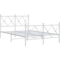 Berkfield Home Metal Bed Frame without Mattress with Footboard White 120x200cm | Size: Small Double