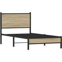 Berkfield Home Metal Bed Frame without Mattress Sonoma Oak 90x200 cm in Brown