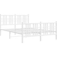 Berkfield Home Metal Bed Frame without Mattress with Footboard White 120x200cm | Size: Small Double