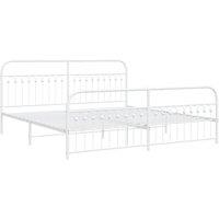 Berkfield Home Metal Bed Frame without Mattress with Footboard White 193x203cm | Size: 193x203 cm