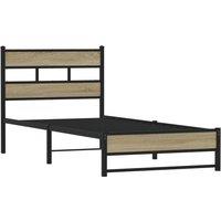 Berkfield Home Metal Bed Frame without Mattress Sonoma Oak 75x190 cm Small Single in Brown