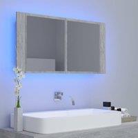 Berkfield Home LED Bathroom Mirror Cabinet Concrete Grey 90x12x45 cm | Size: 90 x 12 x 45 cm
