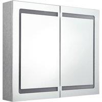 Berkfield Home LED Bathroom Mirror Cabinet Concrete Grey 80x12x68 cm | Size: 80 x 12 x 68 cm