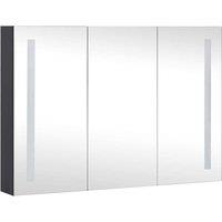 Berkfield Home LED Bathroom Mirror Cabinet 89x14x62 cm in Black | Size: 89 x 14 x 62 cm