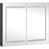 Berkfield Home LED Bathroom Mirror Cabinet 80x12.2x68 cm in Black