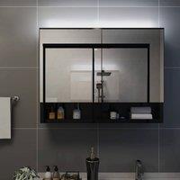 Berkfield Home LED Bathroom Mirror Cabinet Black 80x15x60 cm MDF | Size: 80 x 15 x 60 cm