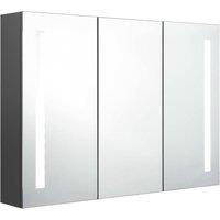 Berkfield Home LED Bathroom Mirror Cabinet 89x14x62 cm Grey | Size: 89 x 14 x 62 cm