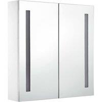 Berkfield Home LED Bathroom Mirror Cabinet 60x14x62 cm in White | Size: 60 x 14 x 62 cm