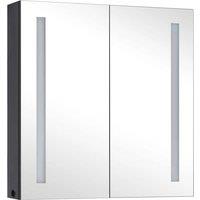 Berkfield Home LED Bathroom Mirror Cabinet 62x14x60 cm in Black | Size: 62 x 14 x 60 cm