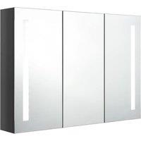 Berkfield Home LED Bathroom Mirror Cabinet 89x14x62 cm Shining Grey | Size: 89 x 14 x 62 cm