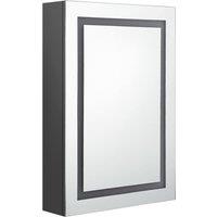 Berkfield Home LED Bathroom Mirror Cabinet Grey 50x13x70 cm | Size: 50 x 13 x 70 cm