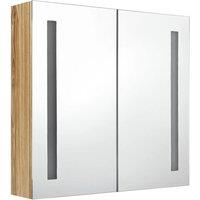 Berkfield Home LED Bathroom Mirror Cabinet Oak 62x14x60 cm in Brown | Size: 62 x 14 x 60 cm
