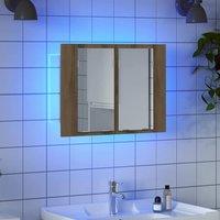 Berkfield Home LED Mirror Cabinet Artisan Oak 60x12x45 cm Engineered Wood in Brown | Size: 60 x 12 x 45 cm