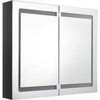 Berkfield Home LED Bathroom Mirror Cabinet Shining Black 80x12x68 cm | Size: 80 x 12 x 68 cm