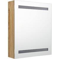 Berkfield Home LED Bathroom Mirror Cabinet Oak 50x14x60 cm in Brown | Size: 50 x 14 x 60 cm
