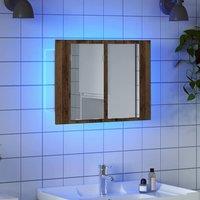 Berkfield Home LED Mirror Cabinet Old Wood 60x12x45 cm Engineered Wood in Brown | Size: 60 x 12 x 45 cm
