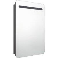 Berkfield Home LED Bathroom Mirror Cabinet Grey 60x11x80 cm | Size: 60 x 11 x 80 cm