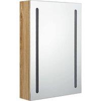 Berkfield Home LED Bathroom Mirror Cabinet Oak 50x13x70 cm in Brown | Size: 50 x 13 x 70 cm