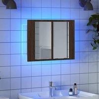 Berkfield Home LED Mirror Cabinet Brown Oak 60x12x45 cm Engineered Wood | Size: 60 x 12 x 45 cm