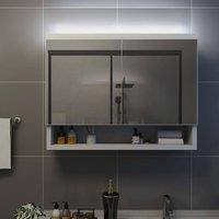 Berkfield Home LED Bathroom Mirror Cabinet White 80x15x60 cm MDF | Size: 80 x 15 x 60 cm