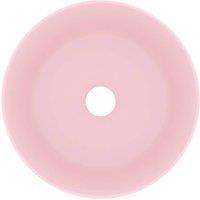 Berkfield Home Luxury Wash Basin Round Matt Pink 40x15 cm Ceramic
