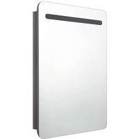 Berkfield Home LED Bathroom Mirror Cabinet Shining Grey 60x11x80 cm | Size: 60 x 11 x 80 cm