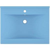 Berkfield Home Luxury Basin with Faucet Hole Matt Light Blue 60x46 cm Ceramic