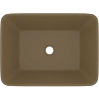 Berkfield Home Luxury Wash Basin Matt Cream 41x30x12 cm Ceramic in Khaki | Size: 41 x 30 x 12 cm