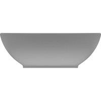 Berkfield Home Luxury Basin Oval-shaped Matt Light Grey 40x33 cm Ceramic